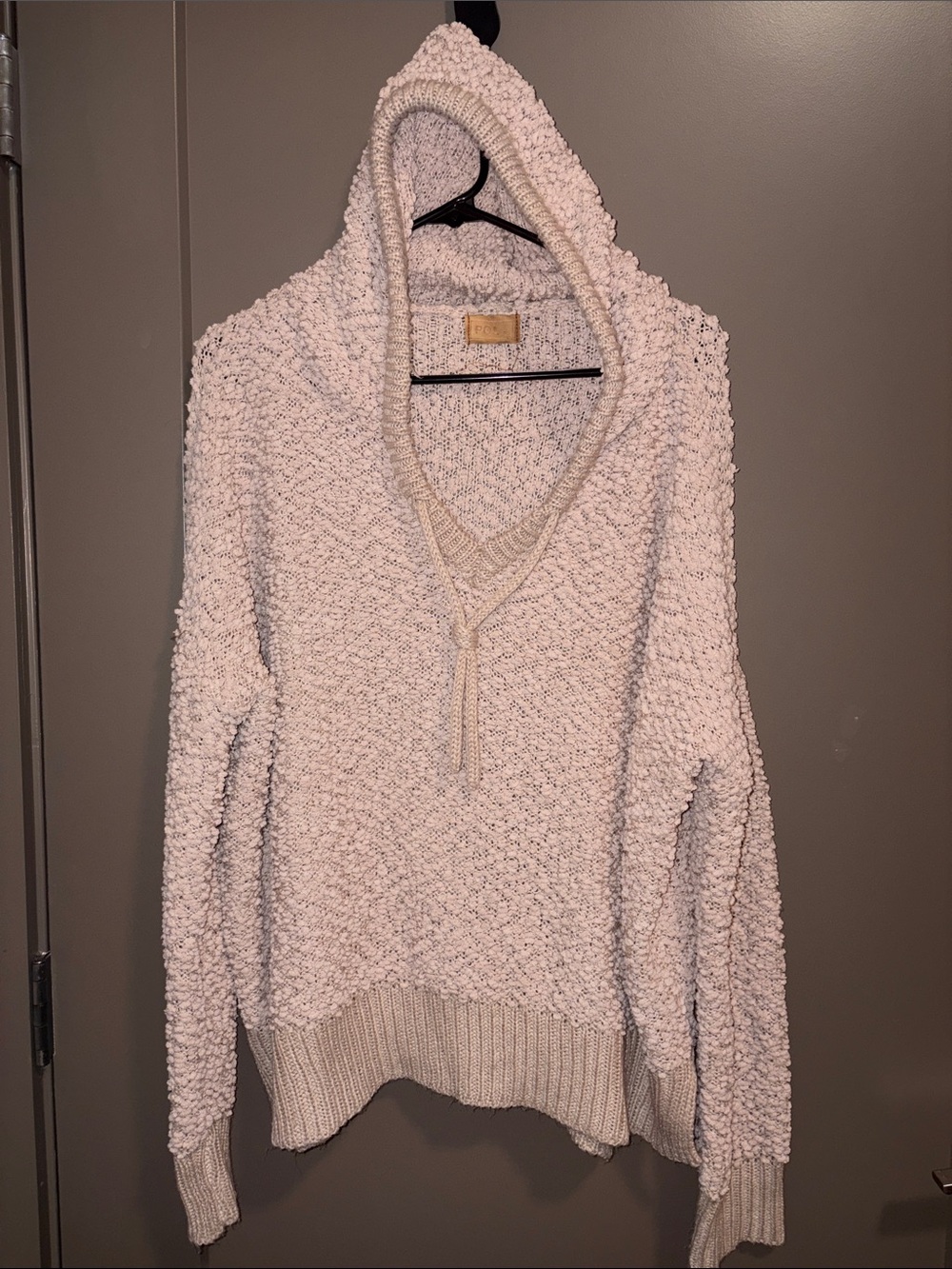 POL Popcorn Knit Hooded Sweater
